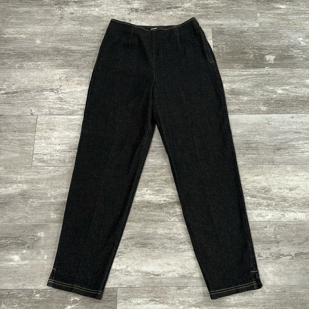 Loft Dark Wash  Side Slit Cropped Jean Pants